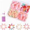 Mrltau 96 Pz Unghie Finte Adesive Bambini, Unghie Artificiali Carine Adesive, Disegni Fiori-Ciliegie-Punti-e-Linee, Unghie Finte Regalo per Ragazze, Unghie Adesive Bambini