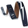 Levy's, DM2-BLK Tracolla in Pelle Lightning Bolt Black 2 1/2, in Pelle Bianca, Retro in Pelle Scamosciata, Larghezza 2 1/2 (6.35 cm), Lunghezza Regolabile fino a 51 (129.54 cm), Colore Black