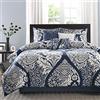 Madison Park Traspirante, morbida, alla moda, per tutte le stagioni, biancheria da letto accogliente alternativa con federe abbinate, cotone, indaco Comforter 7 pezzi, California King