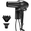 QL Asciugacapelli da Parete,Phon per Capelli Professionale Ionico,Supporto Murale,AC Motore Brushless 2200W per Hotel,Salone,Nero Opaco