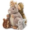 MorisMos Scoiattolo Peluche Mamma con Cuccioli Nella Pancia, Grande Realistico Scoiattoli Pupazzo Giocattolo di Peluche Animali Morbido Kawaii, Carino Regalo Natale per Bambina Ragazze Compleanno
