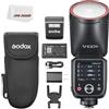 Godox V100C Flash a testa tonda Touch Screen, 100Ws Global Shutter Flash Sync 1/80000, 1/8000 HSS, batteria al litio incorporata, lampada di modellazione a 10 livelli LED (Godox V100C per Canon)