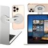 ALAFLY Supporto Magnetico per Laptop Compatibile con MagSafe iPhone/Samsung, Supporto Laterale per Telefono Pieghevole a 110° e Regolabile a 180° per Tesla/Computer/Monitor/Tutti i Telefoni, Argento