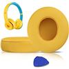 SoloWIT® Cuscinetti Auricolari Ricambio per Beats Solo 2 e Solo 3 Wireless On-Ear Cuffia con morbida pelle proteina/memory foam/nastro adesivo forte - Giallo
