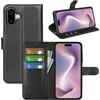 Fertuo Cover per iPhone 16, Custodia Portafoglio Cover a Libro in Pelle Flip Case con Silicone Bumper, Fibbia Magnetica, Porta Carte, Kickstand, per iPhone 16, Nero