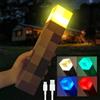 CJBIN Torcia Notturna a Parete, Lampada a Artigianale con 4 Colori, Luce Notturna a LED Mcers, Lampada da Comodino con USB Ricaricabile, 3D Lampada da Comodino per Bambini per Cosplay