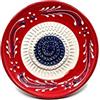 Kaladia - Piatto per grattugiare in ceramica - ideale per zenzero, parmigiano, ecc. - Motivo: rosso/bianco/blu - Diametro: 12 cm - Fatto a mano e dipinto a mano - Made in Spagna