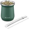 Navaris Yerba Mate Argentino Kit Completo - Bombilla per Mate Kit con Tazza e Spazzola per la Pulizia - Set con Zucca in Acciaio Inox Ø 8,2 x 10,5 cm da 300 ml - Verde