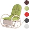 Mendler Sedia a Dondolo Elegante Classica Esmeraldas Legno Rattan 115x58x101cm Cuscino Marrone