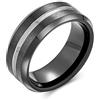 Bling Jewelry Anello di nozze in titanio a due toni nero e argento semplice per coppie, per uomini e donne, comfort fit 8MM