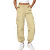 Friptspyg Pantaloni Cargo Donna Pantaloni da Trekking Leggeri con Tasche Pantaloni da Escursionismo Impermeabili Cintura Outdoor Sportivi Pantaloni da Jogging, Kaki XXL