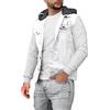 CUTeFiorino Gilet in jeans da uomo per attività all'aria aperta, in denim, con cappuccio, sportivo, con bottoni, per il tempo libero, per il lavoro, per l'autunno, per tutti i giorni, M-3XL, Bianco