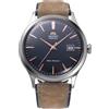 Orient Classic Bambino V4 - Orologio Uomo Automatico a Carica Manuale Casual Cinturino In Pelle Giallo Cassa In Acciaio Quadrante Blu - RA-AC0P02L30B RA-AC0P02L