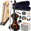 Pyle 4/4 Violino Elettrico Silenzioso con Kit Amplificatore, Violino in Legno Massello con Amplificatore da 10W e Accessori Completi, Strumento a Corde Orchestrale per Principianti e Uso Professionale