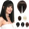 BUYOGET - Topper per capelli marrone scuro con clip, per donna, corto, 30 cm, con frangia per capelli sottili