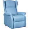 Poltrona con recliner elettrico bellahome berg tessuto azzurro, 72,5x94x109 cm