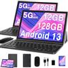 GOODTEL Tablet 10 Pollici | Android 13 | 12GB RAM 128GB ROM(1TB TF) | Octa-Core | WiFi 5G | GPS | FHD | Bluetooth5.0 | 8MP+5MP | Tipo C | OTG | Cast | Tablet PC con Custodia, Tastiera e Mouse - Grigio