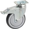 AVL Ruota girevole ad occhio AVL - Freno piatto rettangolare in gomma grigia - 125 mm