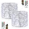 Vacoulery Luci da giardino da 18 m, alimentate a rete, 150 LED, con telecomando, 8 modalità, filo di rame, alimentate a rete, per interni, matrimoni, Natale, patio