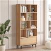 LBSIGN Libreria Moderna Con Vani A Giorno Ed Anta Frontale 84x30x175 Ocean Legno E Rafia