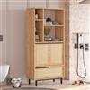 LBSIGN Mobile Multiuso Da Bagno Con Ante Frontali E Vani A Giorno 75x36x160 Rafia Ocean