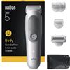 BRAUN Regolabarba e capelli BRAUN BG 5550, lama skinguard, con 3 pettini, 1 accessorio, custodia spazzola per la pulizia