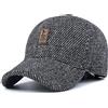 VoilaLove Berretto da baseball invernale da uomo in caldo tweed di lana con visiera e paraorecchie pieghevoli, A-grigio, L
