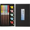 BEKKLPOU 5 Paia Bacchette Sushi, Set Di Bacchette Regalo Bacchette Riutilizzabili Naturali Bacchette Cinesi Giapponesi Premium Posate Asiatiche (prugna bozzolo)