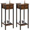 IBUYKE Set di 2 Comodini Stretti,Tavolino con Cassetto,Marrone TMJ417H-2