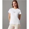 Calvin Klein Jeans T-Shirt Con Monogramma Slim Bianca Donna