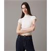 Calvin Klein Jeans T-shirt a costine testurizzata slim Bianca Donna