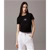 Calvin Klein Jeans T-shirt con monogramma slim Nera Donna