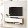 LBSIGN Mobile Tv Sospeso 100x32x30 Effetto Legno Rovere E Bianco Evolution