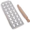 Imperia Raviolamp Linea Titania. Stampo per ravioli Made in Italy. Accessorio cucina tagliapasta in alluminio per pasta fresca. Mattarello incluso. (24 Ravioli classici)