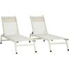 VivaGarden Coppia di Lettini Prendisole Mare Professionale Spiaggia Giardino Chaise Longue in Alluminio e Textilene 55x195x30 cm colore Beige - 01CW-84G