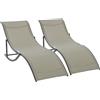VivaGarden Coppia di Lettini Prendisole Mare Professionale Spiaggia Giardino Pieghevole in Alluminio e Textilene 61x165x63 cm colore Cachi - 540CF84B