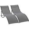 VivaGarden Coppia di Lettini Prendisole Mare Professionale Spiaggia Giardino Pieghevole in Alluminio e Textilene 61x165x63 cm colore Grigio Scuro - 540CG84B