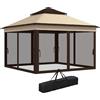 VivaGarden Gazebo 3x3 mt Regolabile su 3 Livelli con Pareti Rimovibili in Acciaio e tessuto Oxford colore Caffè e Beige - A910BGAO66