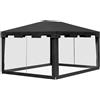VivaGarden Gazebo 4x3 mt Pieghevole con Zanzariera e 2 Ingressi in Metallo e PE colore Grigio Scuro - A923CGAO66