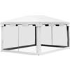 VivaGarden Gazebo da Giardino 4x3 mt Pieghevole con Zanzariera e 2 Ingressi in Metallo e PE colore Bianco e Nero - A963WTAO66
