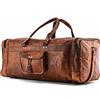 Fatto a mano #Borsa Borsone Weekender da viaggio palestra in vera pelle bagaglio da notte ...