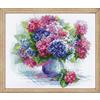 Riolis Kreuzstich-Set Hortensie, Zählmuster Kit Punto Croce ortensie, Cotone, Multicolore, 35.0 x 30.0 x 0.1 cm