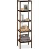 Relaxdays Mobile da Bagno in bambù con 5 Ripiani, Scaffale a Colonna, Legno, Marrone Scuro, HxLxP: 139,5x34,5x33 cm