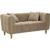 Dmora - Divano fisso 2 posti Japura, Sofà dritto, Divanetto per salotto, Poltrona matrimoniale, 81 x 155 h71 cm, Grigio e Oro