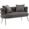 Dmora Divano Fisso 2 posti Roosevelt, Sofà Dritto, Divanetto per Salotto, Poltrona Matrimoniale, 133x68 h69 cm, Grigio e Argento
