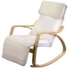 Vacchetti Poltrona Dondolo legno imbottito con poggiapiedi regolabili cuscino naturale cm67x127h95