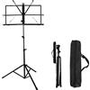 ASelected Supporto per spartiti portatile da viaggio per strumenti musicali, robusto supporto regolabile in altezza treppiede base in metallo con staffa a clip per spartiti, con borsa