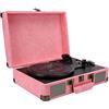 Topiky Giradischi Bluetooth con valigia, giradischi retrò portatile giradischi giradischi con altoparlante stereo, lettore di dischi LP a 3 velocità 33/45/78 giri/min, con jack per cuffie/Aux(rosa-UE)