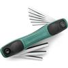 SATA ST09122SJ - Set di 9 chiavi esagonali pieghevoli SAE da 5/64, 1/4, con struttura in acciaio legato e impugnatura comfort a doppio materiale