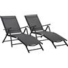 Outsunny Oustunny Set 2 Sdraio da Giardino Pieghevoli con Schienale Regolabile in 7 Posizioni, Lettino Prendisole in Alluminio e Rete Traspirante, Nere|Aosom